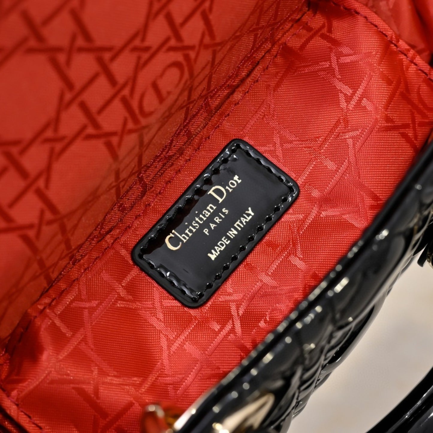 Bolsa Dio Lady Joy Pequena Verniz Preto 22cm