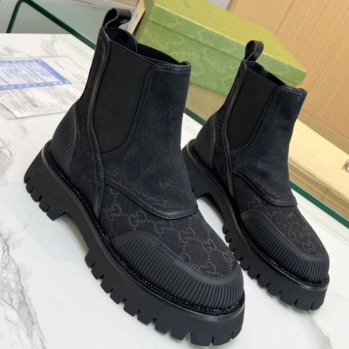 Bota GG Ankle boot de canvas GG Preto
