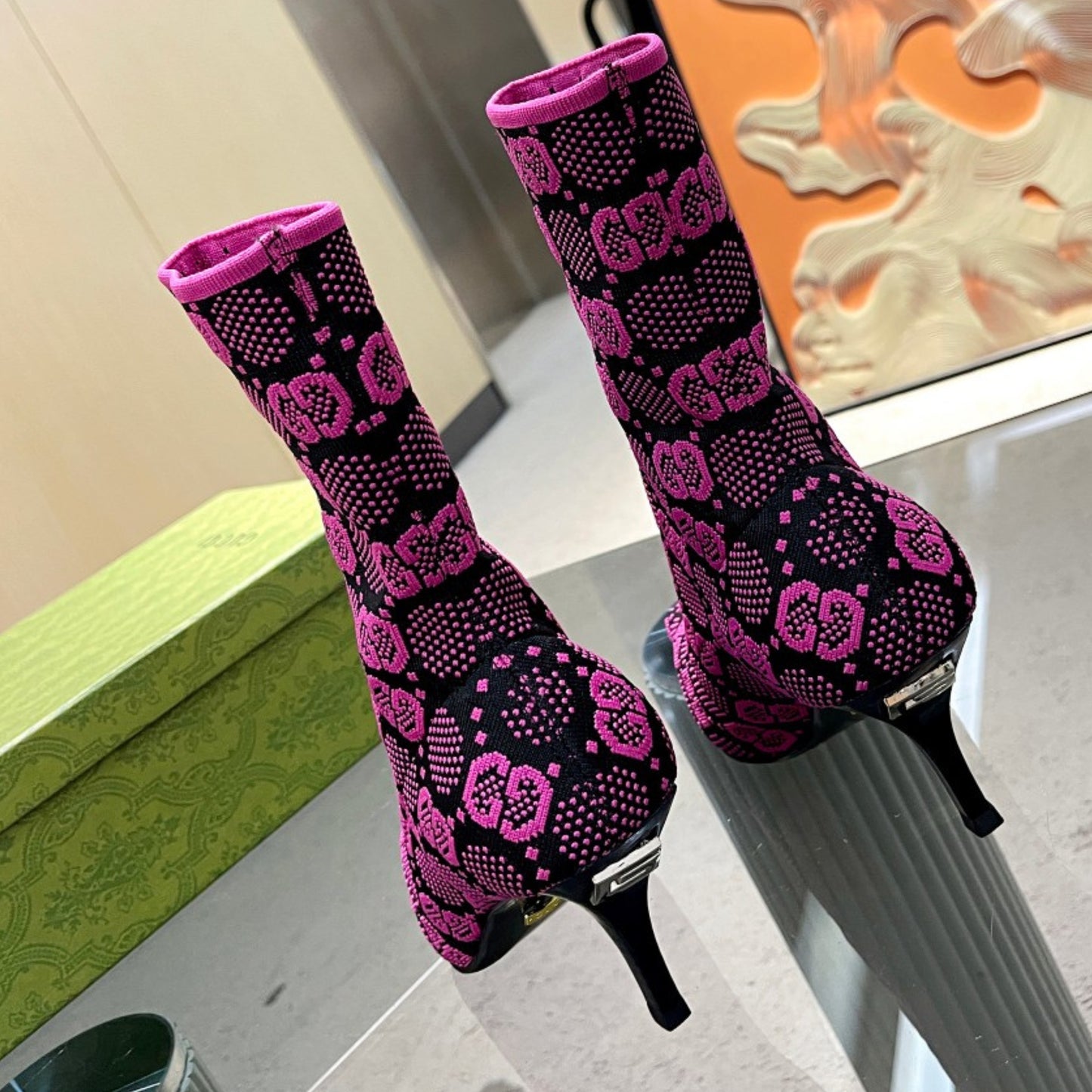 Bota GG Ankle boot Interlocking GG Rosa Salto