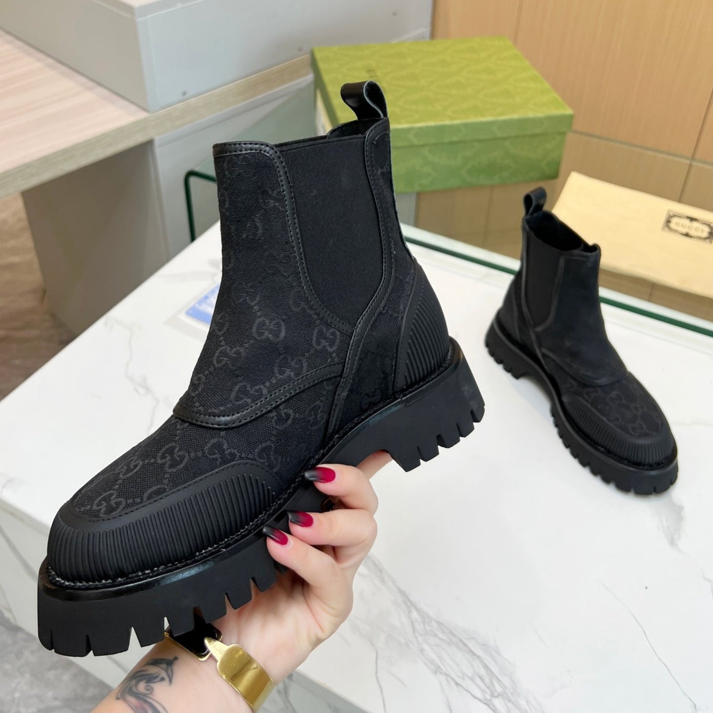 Bota GG Ankle boot de canvas GG Preto
