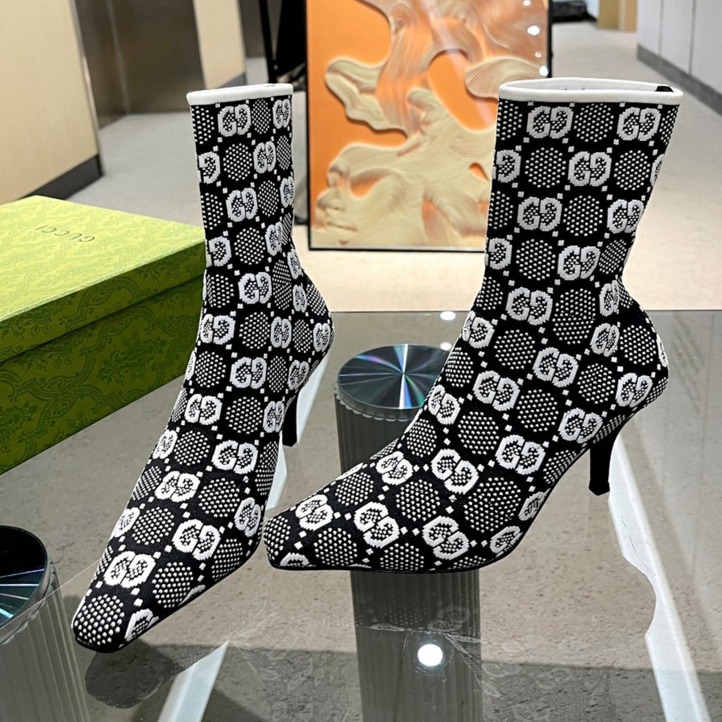 Bota GG Ankle boot Interlocking GG Branco Salto
