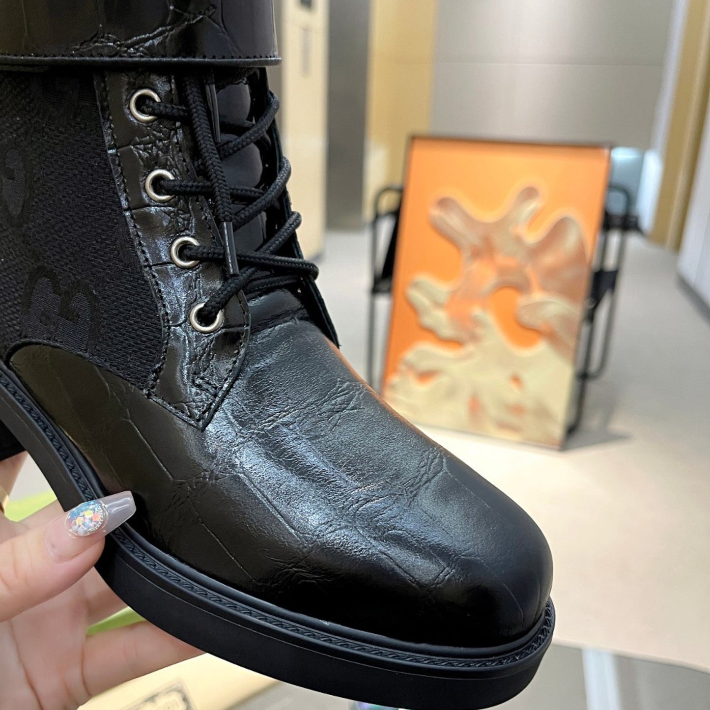 Bota GG Ankle boot GG Canvas Preta