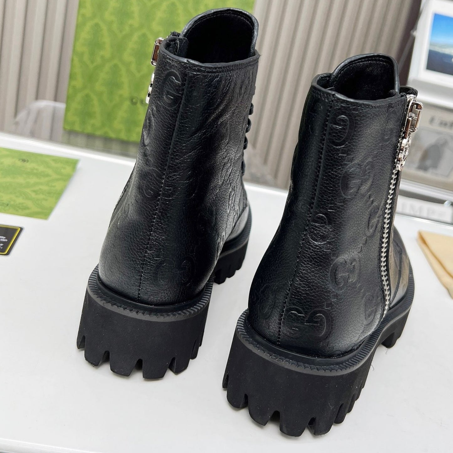 Bota GG Ankle boot GG de couro Preto