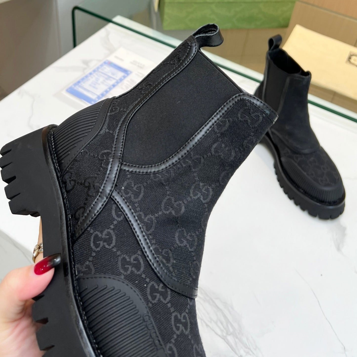 Bota GG Ankle boot de canvas GG Preto
