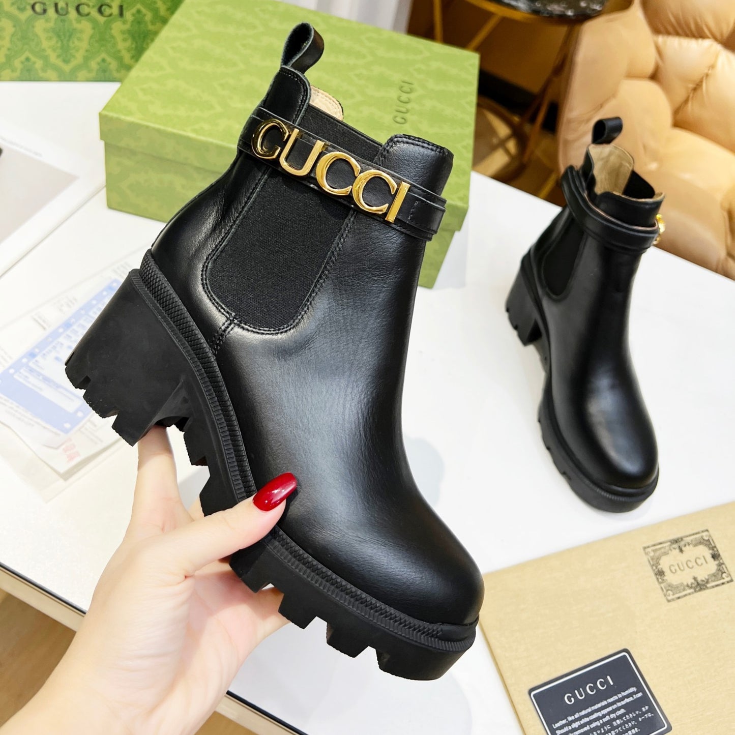 Bota GG Ankle boot com logo e salto 70mm