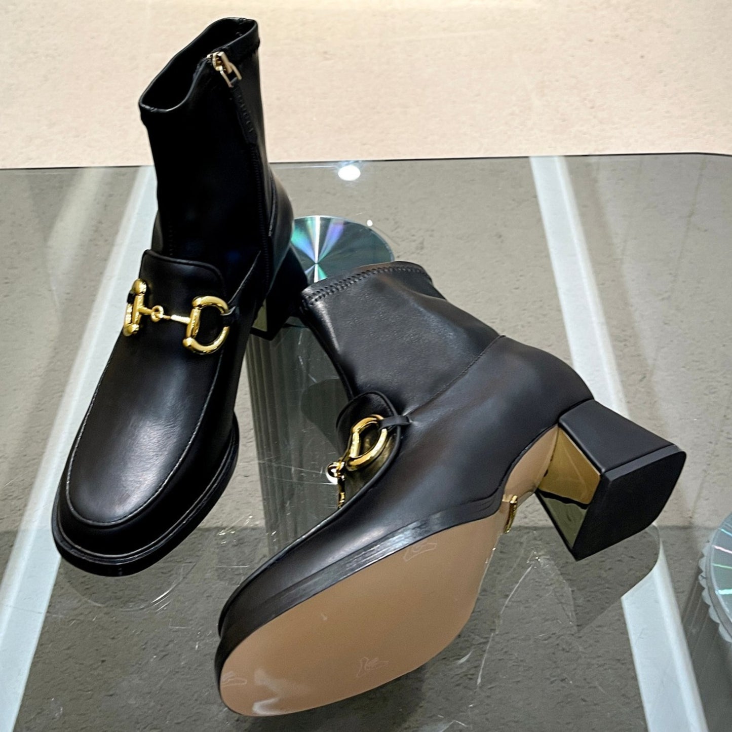 Bota GG com detalhe horsebit e salto 55mm Preto