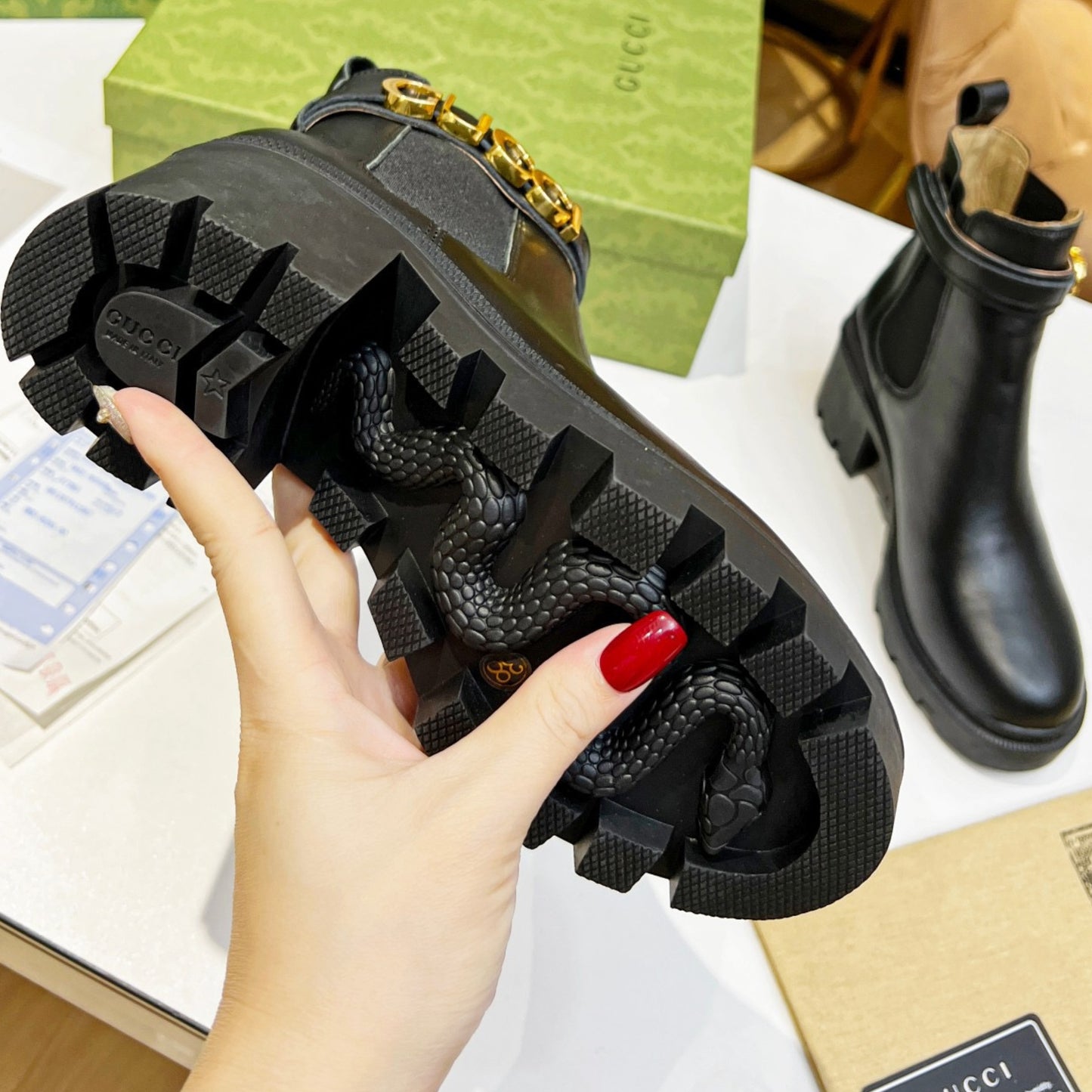 Bota GG Ankle boot com logo e salto 70mm