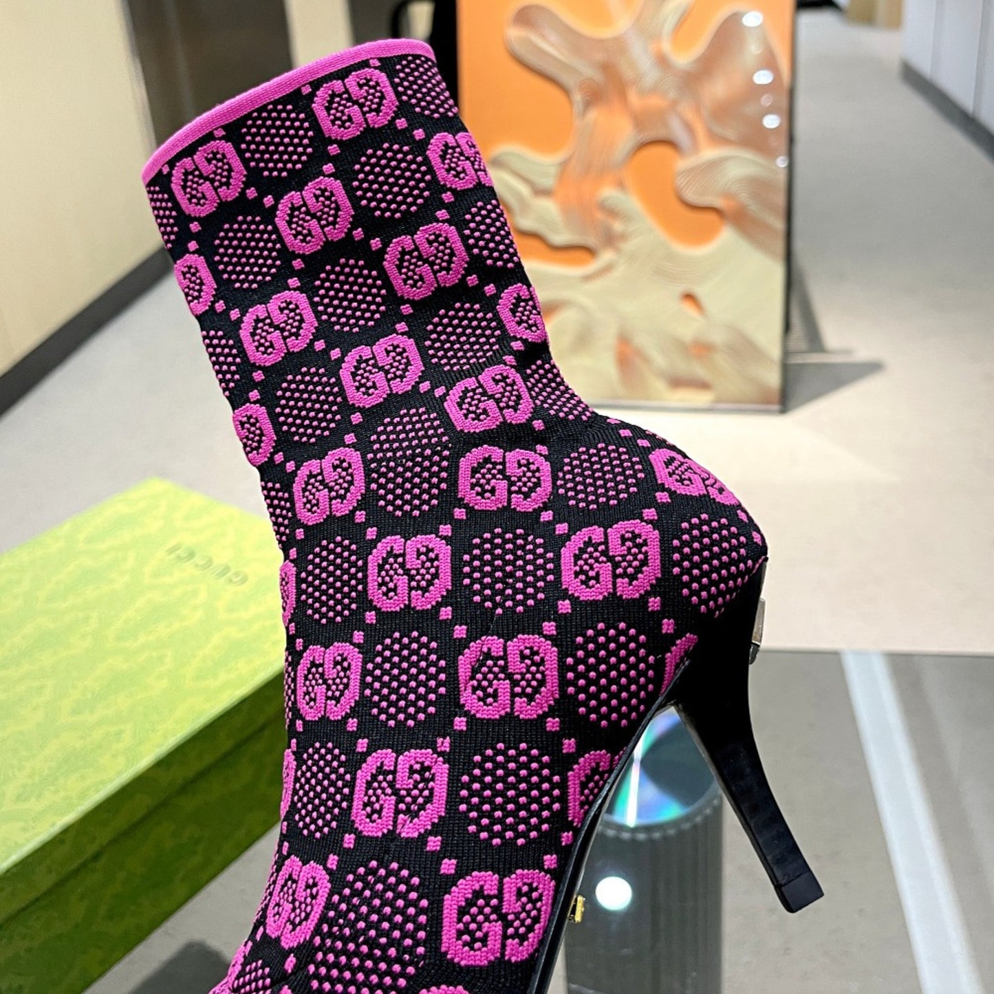 Bota GG Ankle boot Interlocking GG Rosa Salto