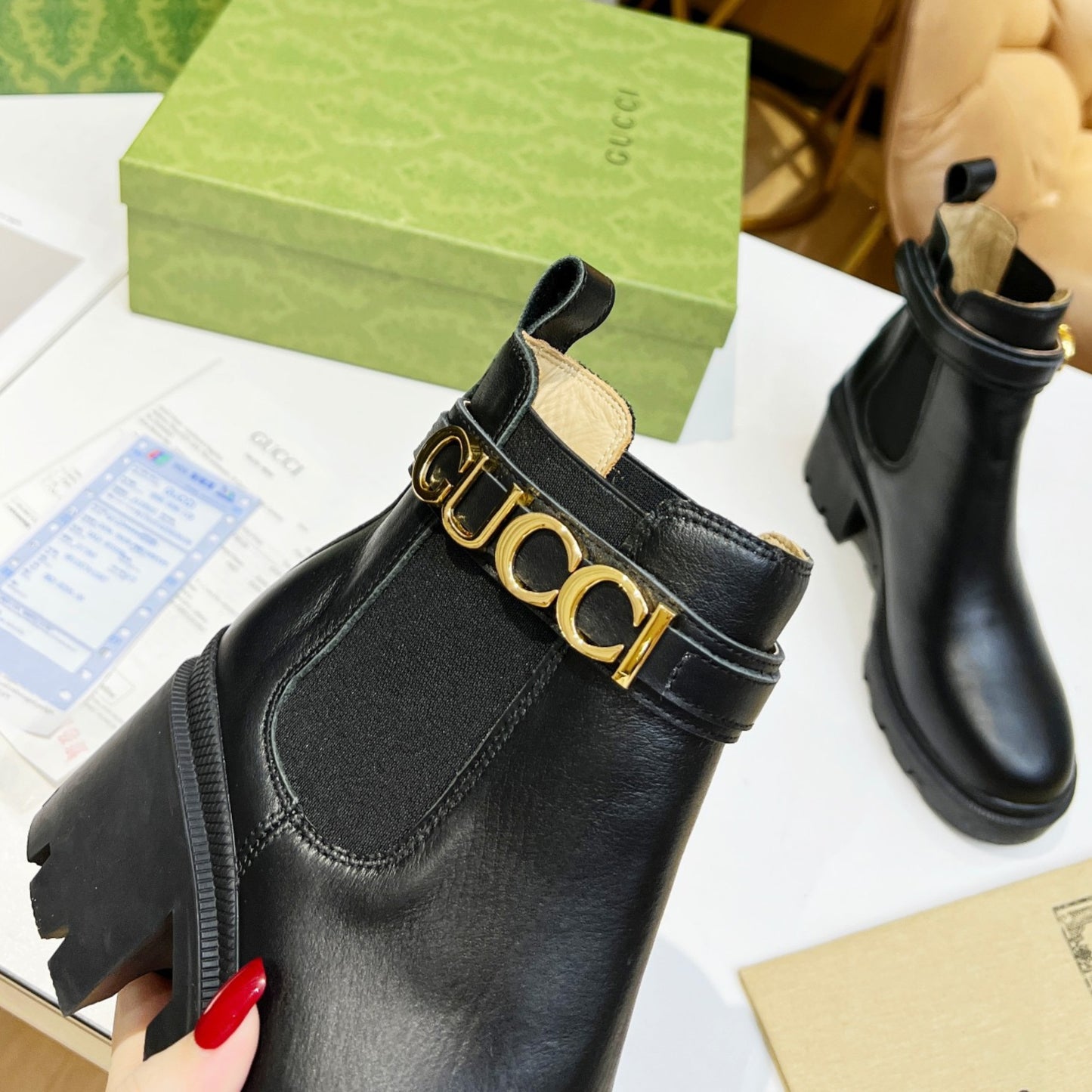 Bota GG Ankle boot com logo e salto 70mm