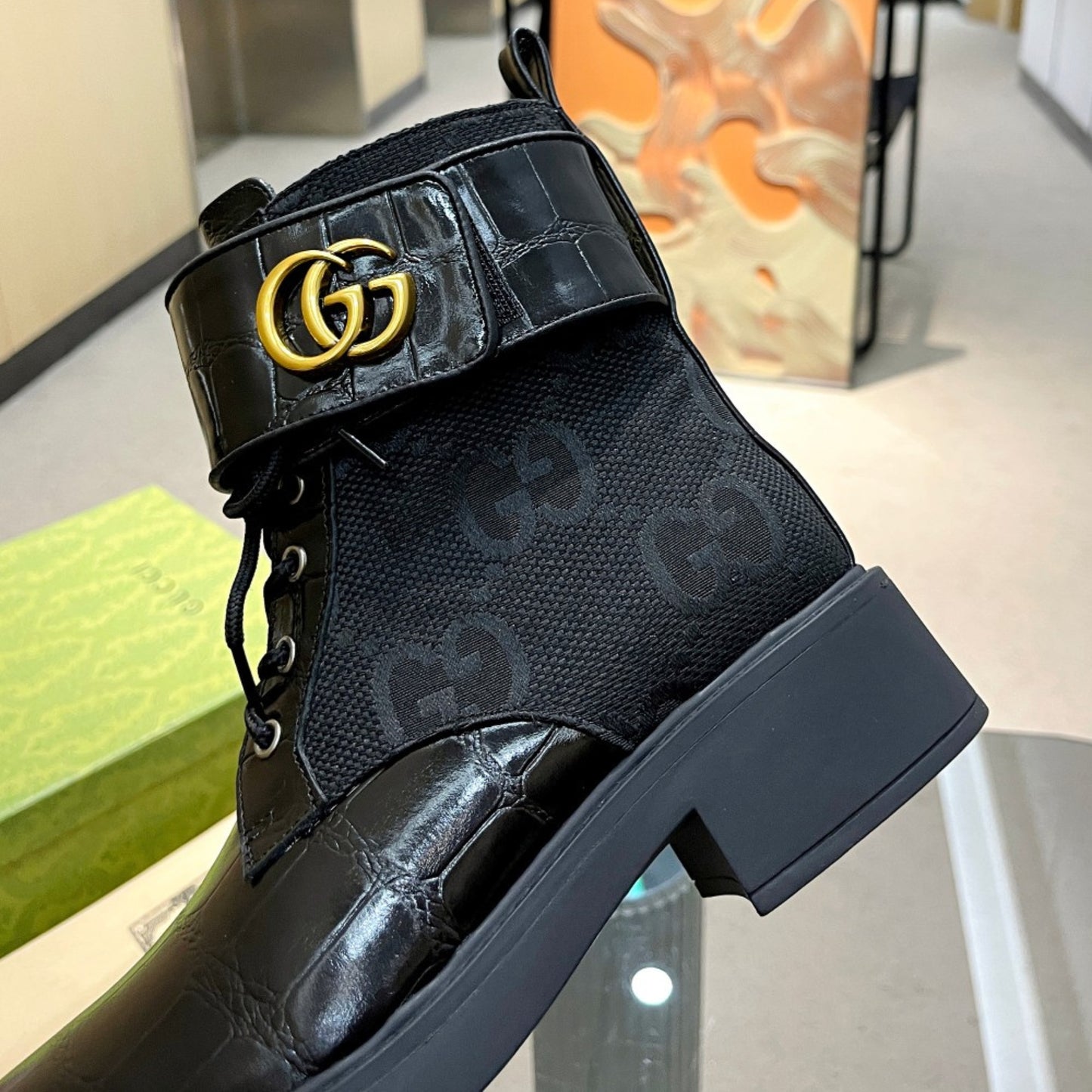 Bota GG Ankle boot GG Canvas Preta