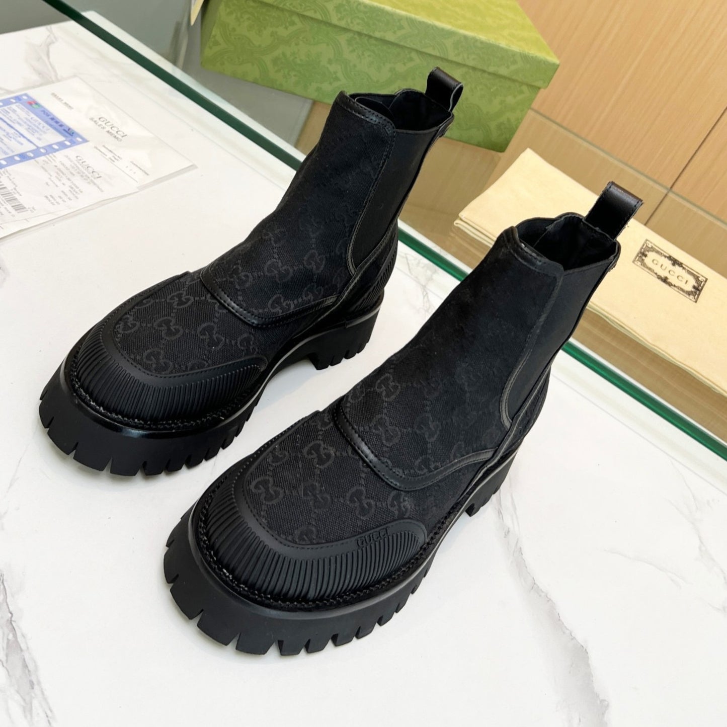 Bota GG Ankle boot de canvas GG Preto