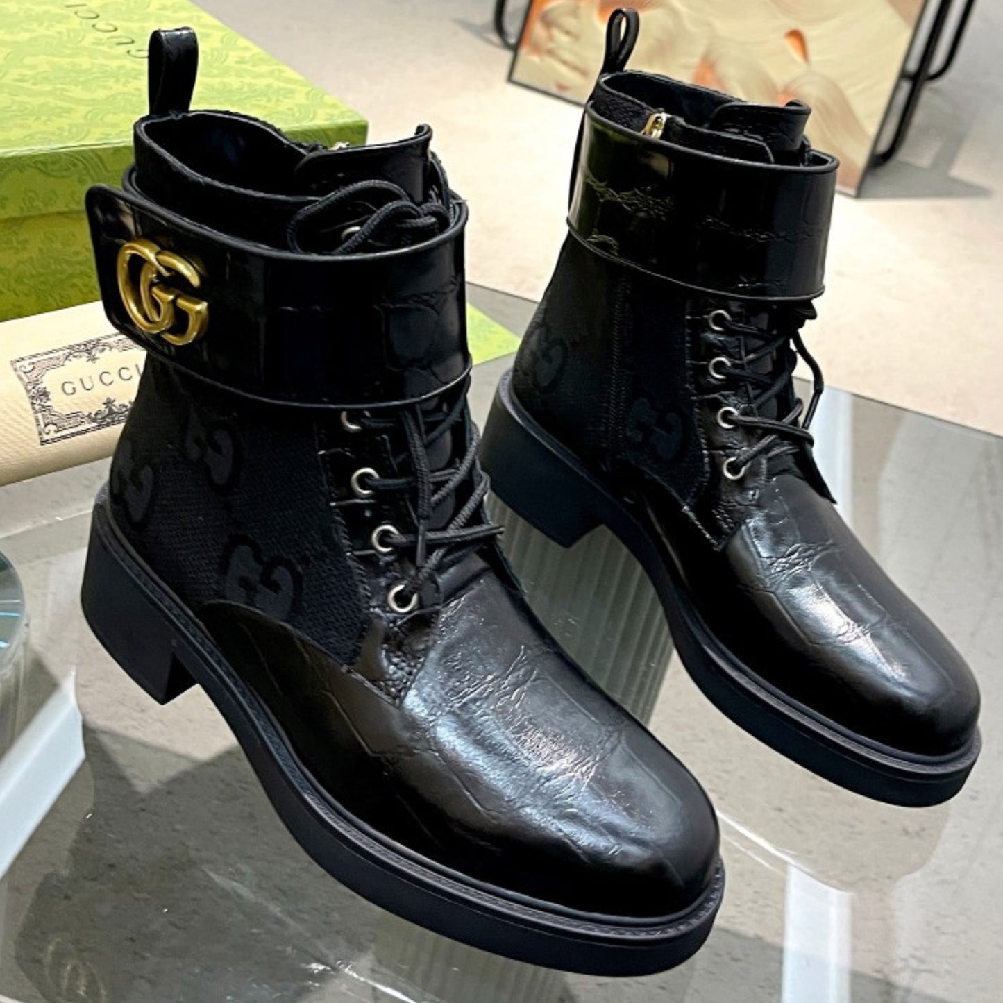 Bota GG Ankle boot GG Canvas Preta
