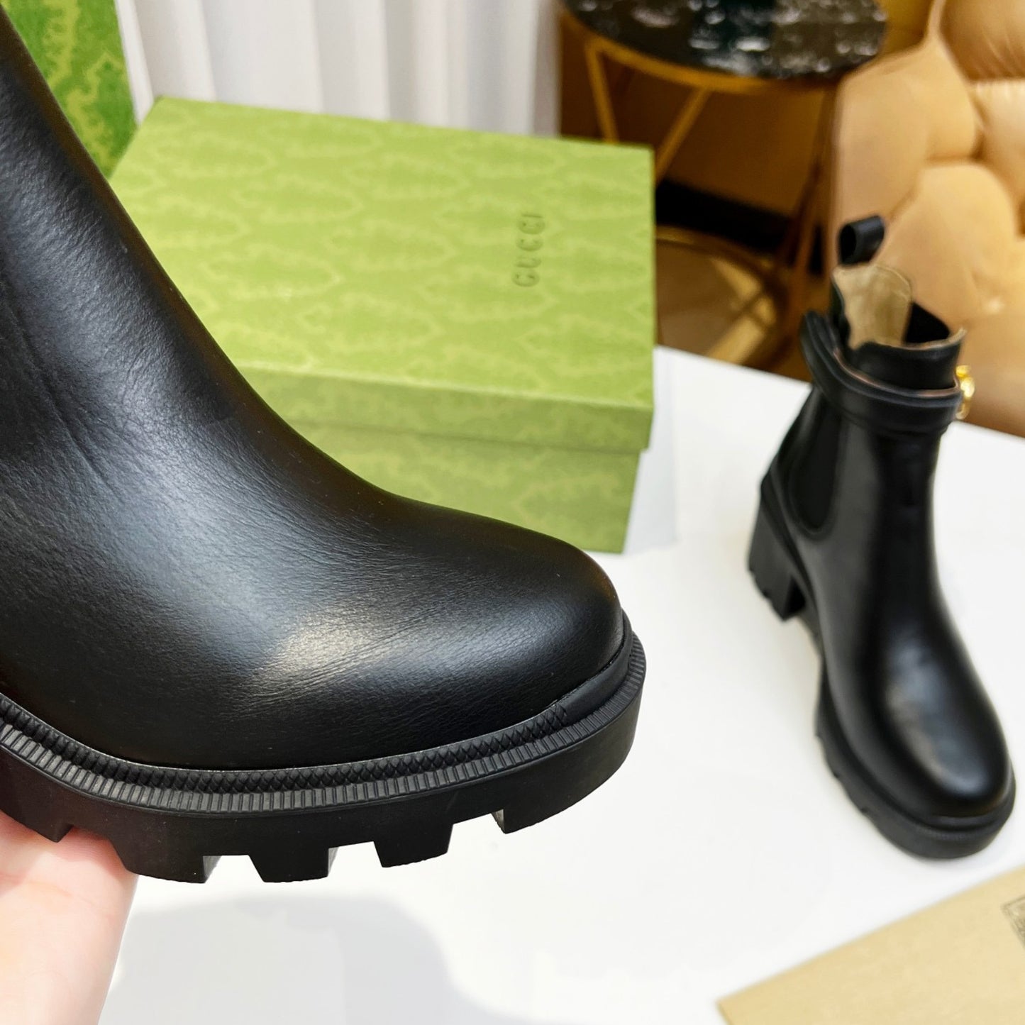 Bota GG Ankle boot com logo e salto 70mm