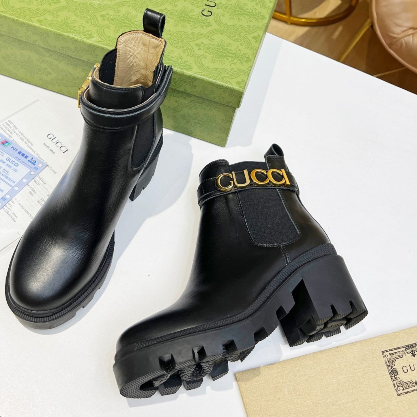 Bota GG Ankle boot com logo e salto 70mm
