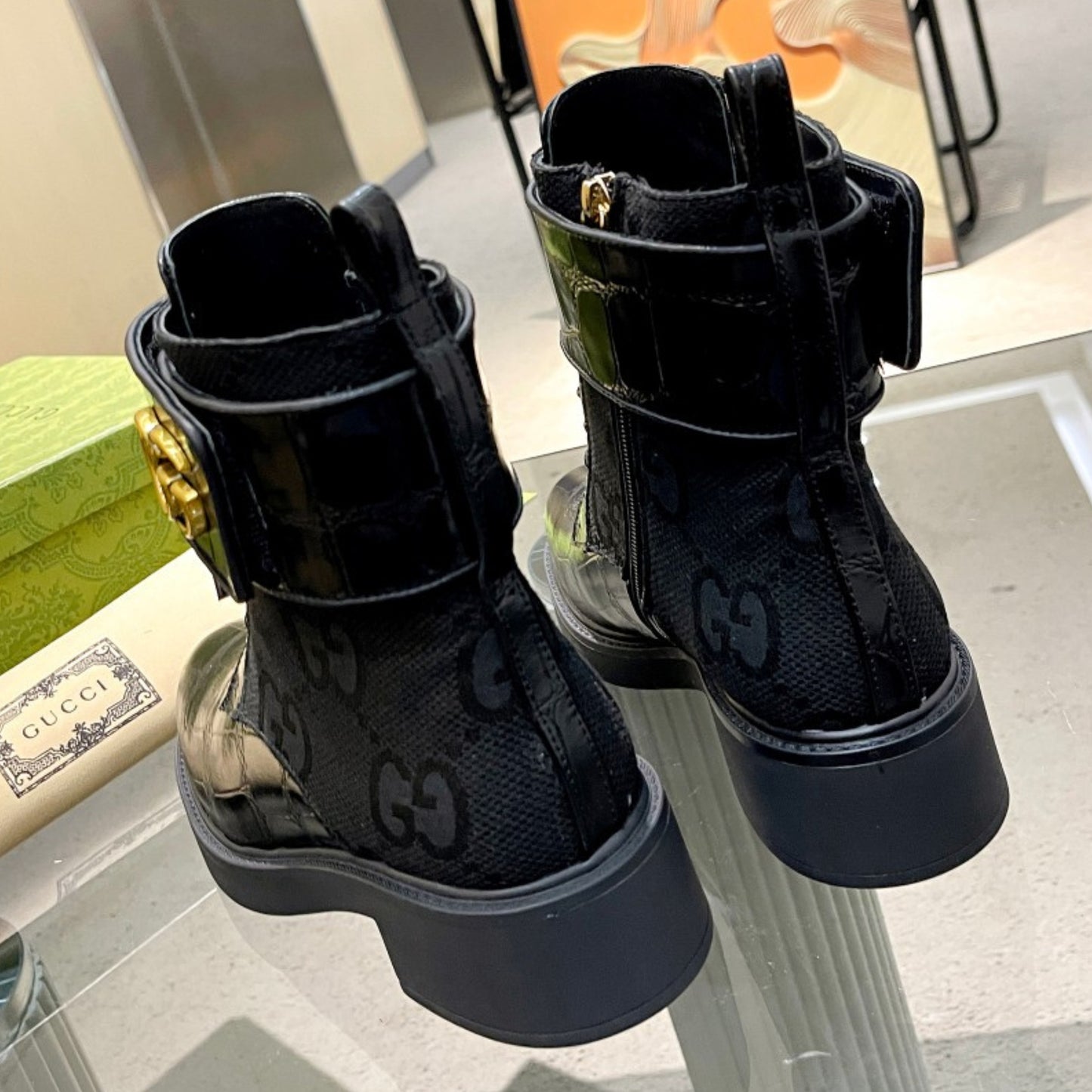 Bota GG Ankle boot GG Canvas Preta