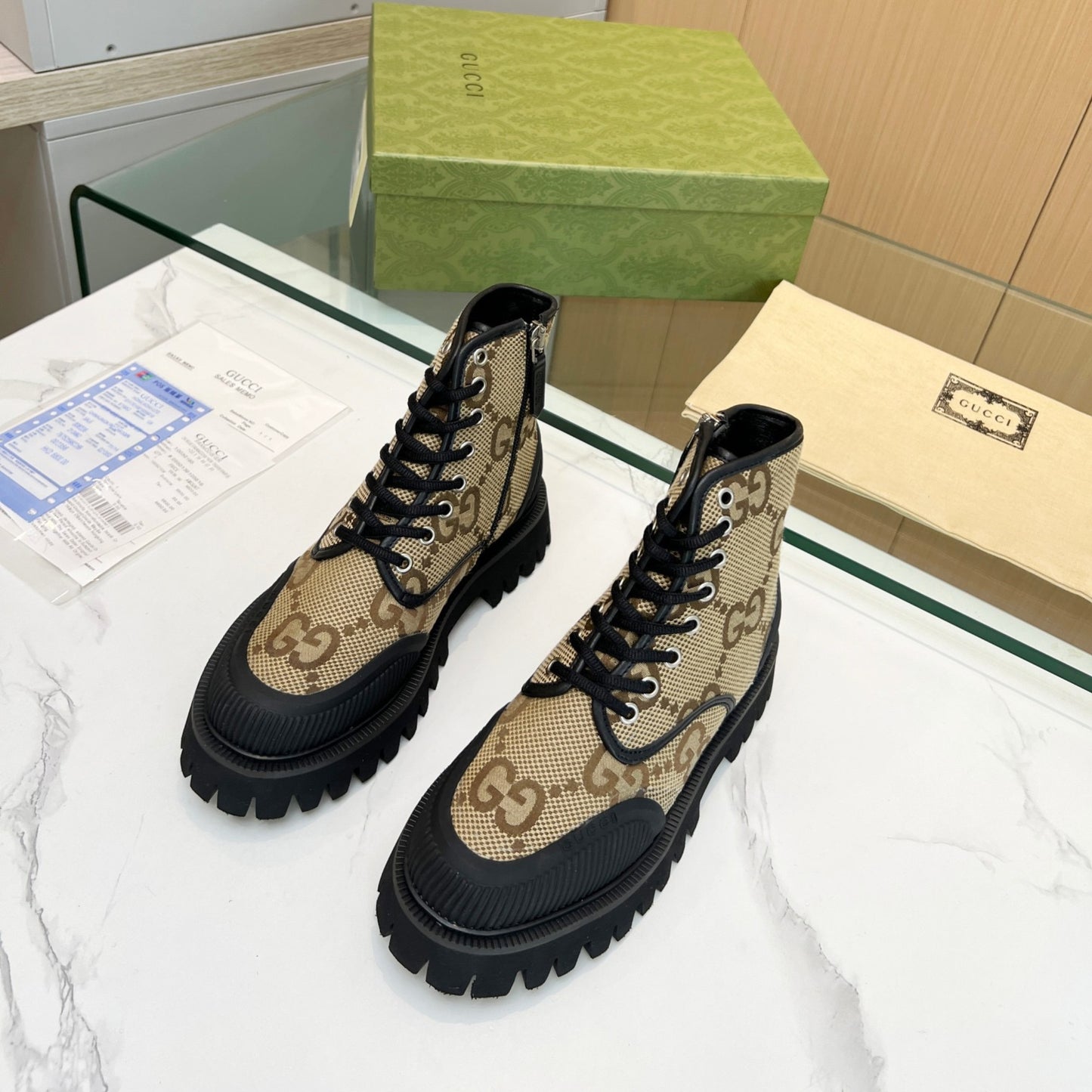 Bota GG canvas GG Maxi Bege