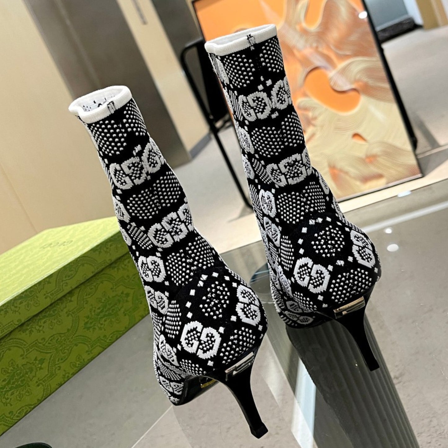 Bota GG Ankle boot Interlocking GG Branco Salto