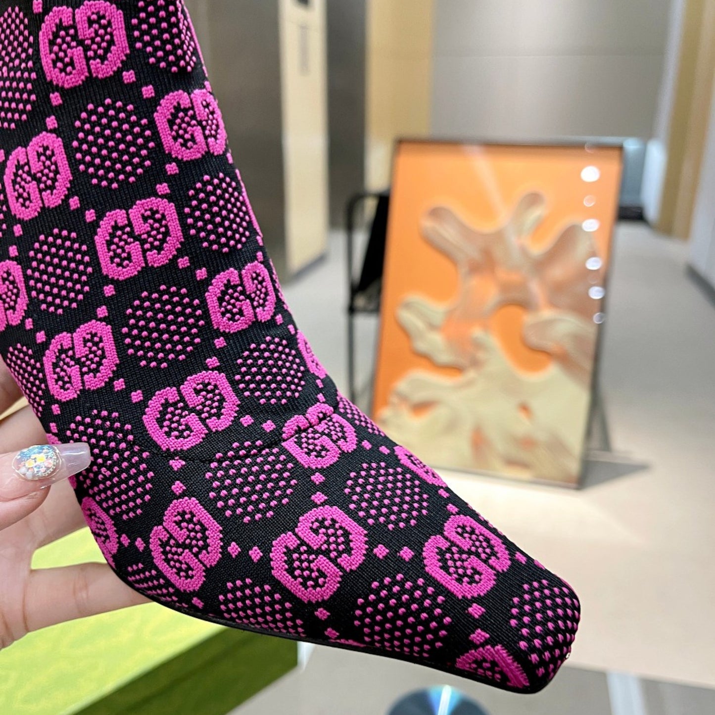 Bota GG Ankle boot Interlocking GG Rosa Salto