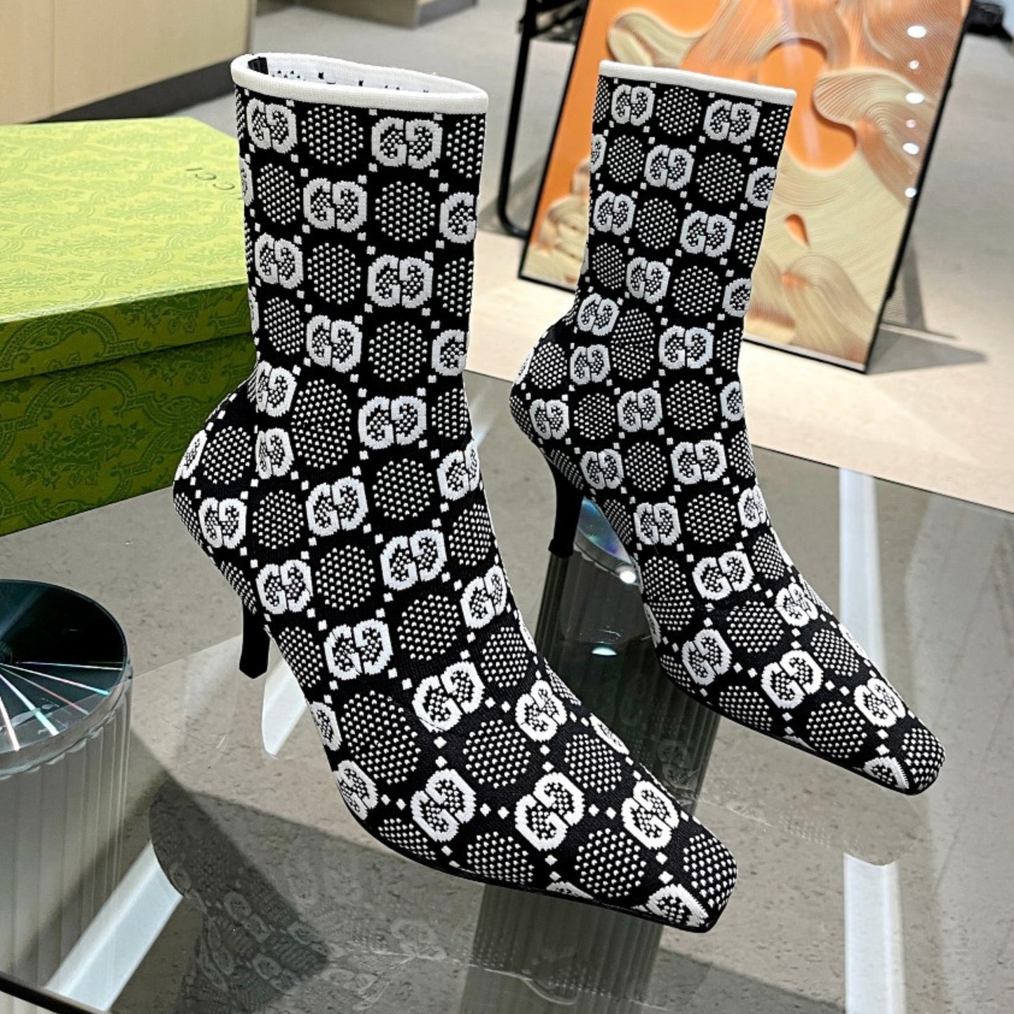 Bota GG Ankle boot Interlocking GG Branco Salto