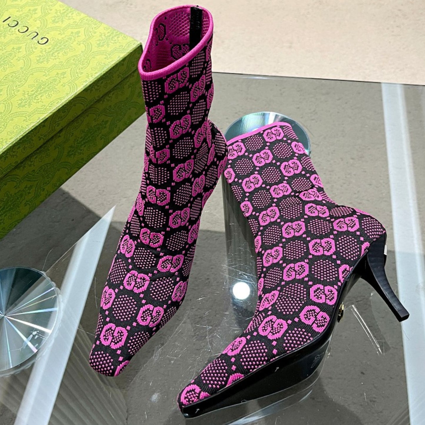 Bota GG Ankle boot Interlocking GG Rosa Salto