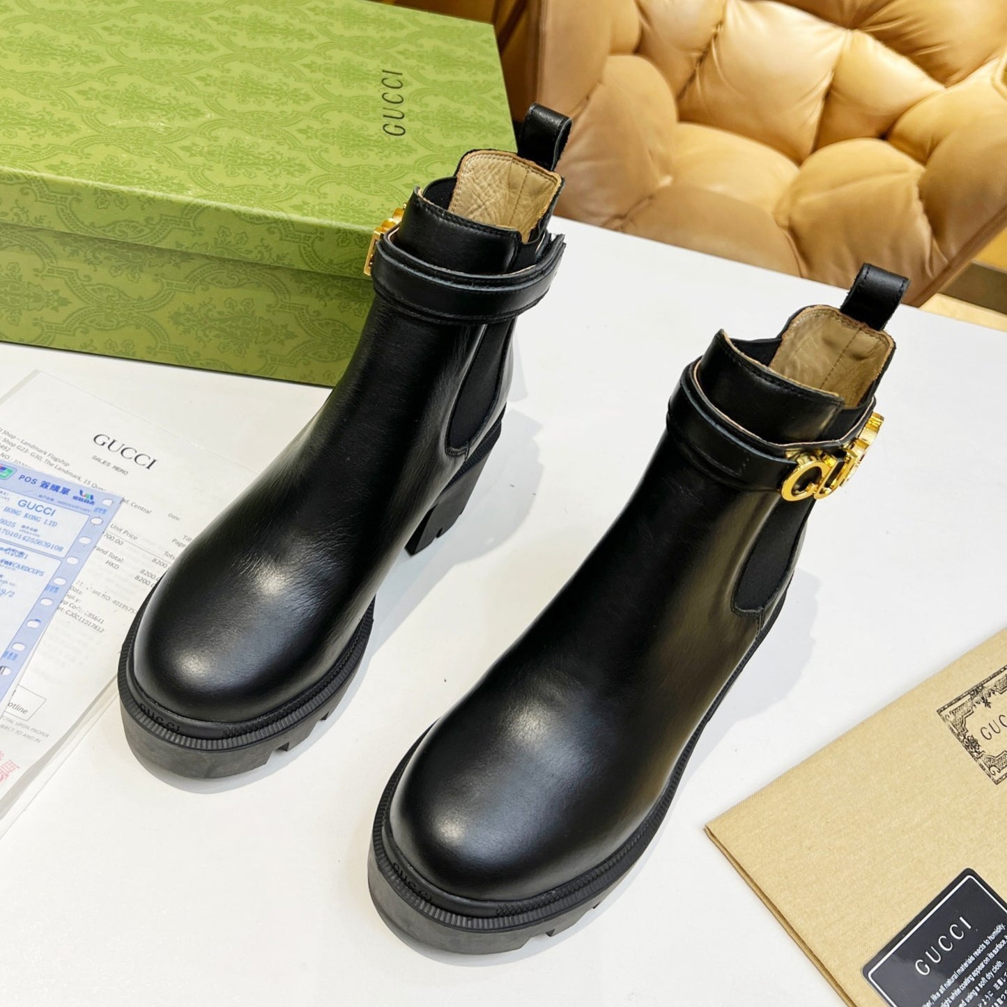 Bota GG Ankle boot com logo e salto 70mm