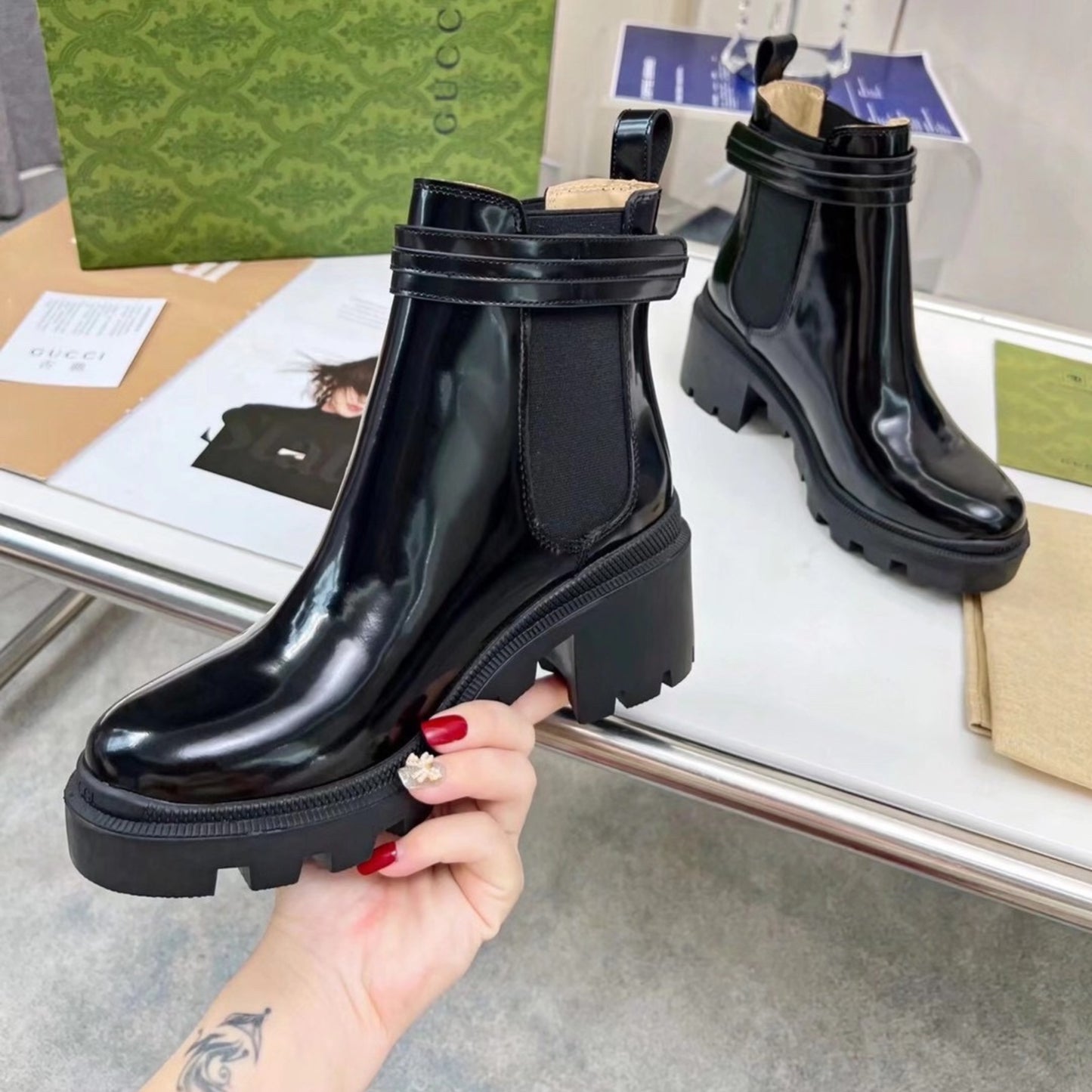 Bota GG Ankle boot com logo e salto 70mm #2