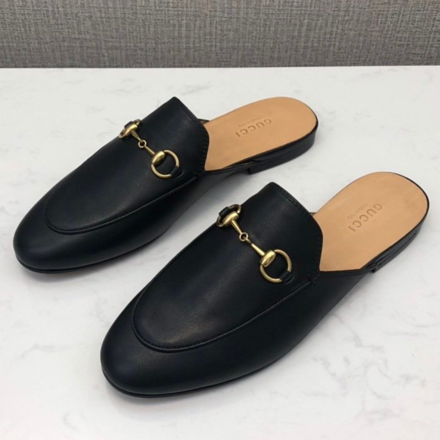 Mule GG Princetown de couro Preto