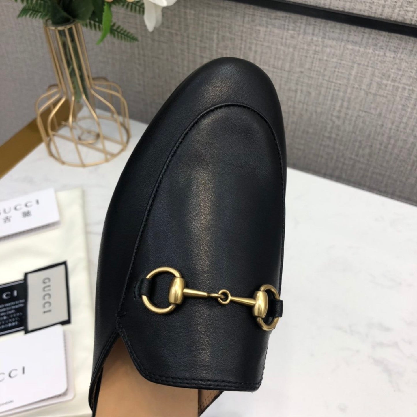 Mule GG Princetown de couro Preto