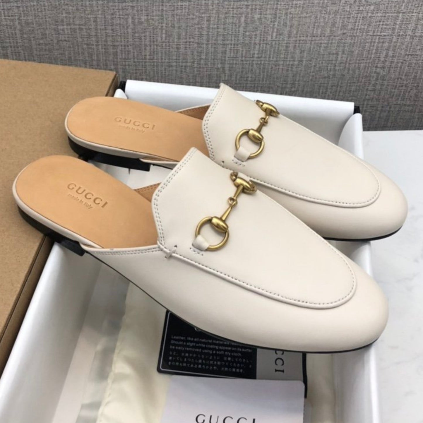 Mule GG Princetown de couro Off White