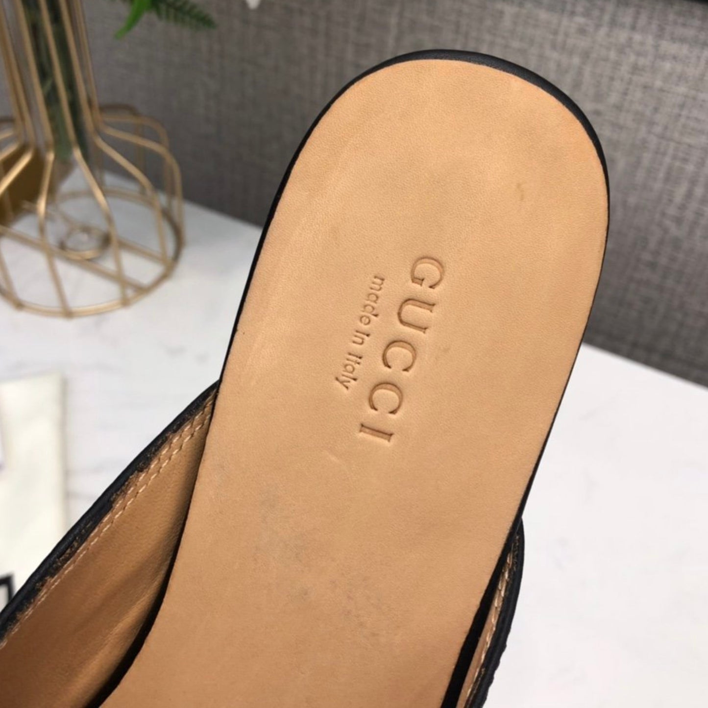 Mule GG Princetown de couro Preto