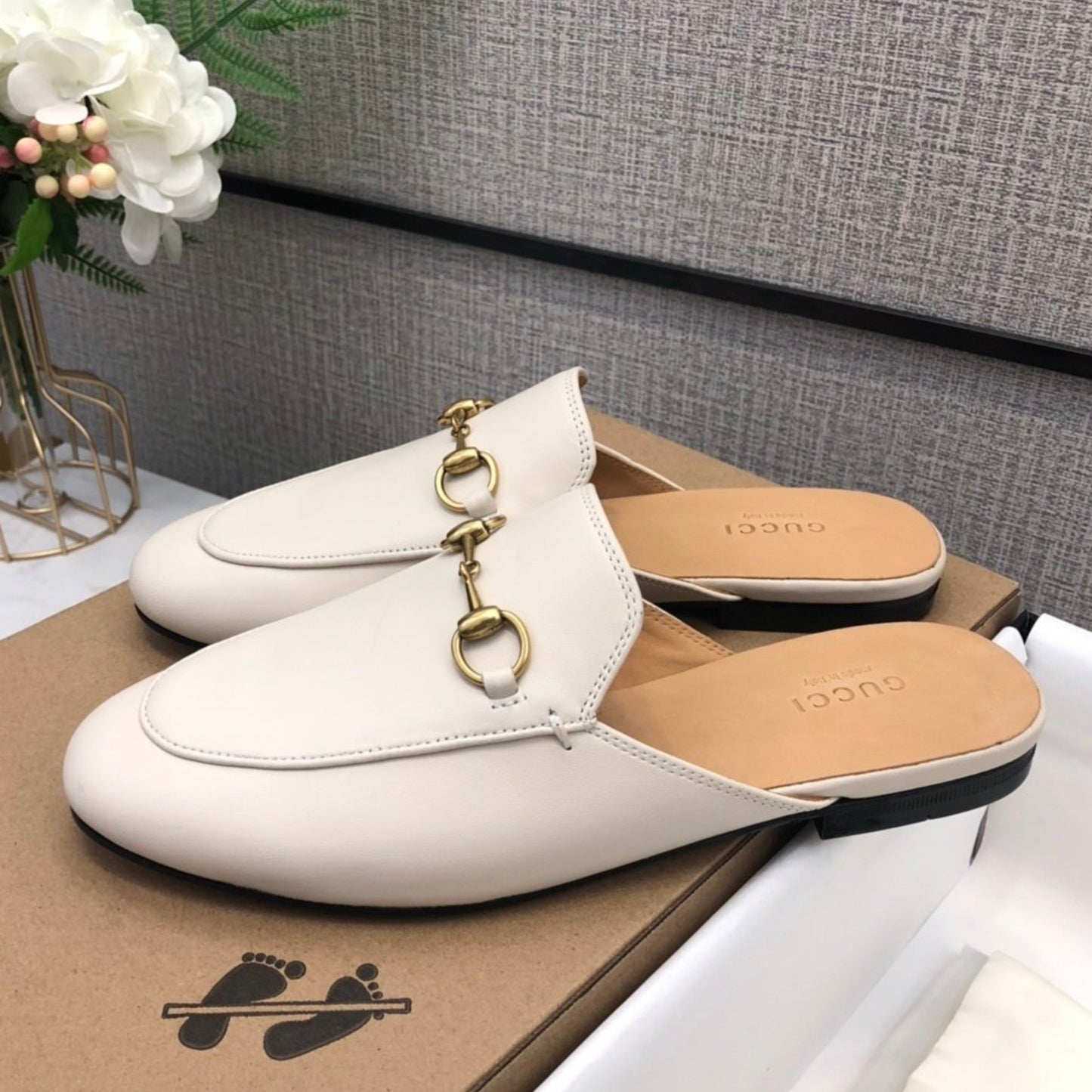 Mule GG Princetown de couro Off White