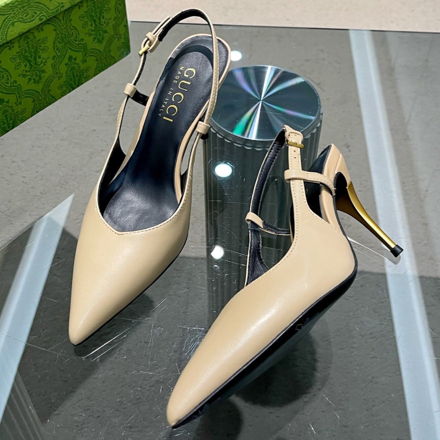 Scarpin GG Bege Salto 8,5cm