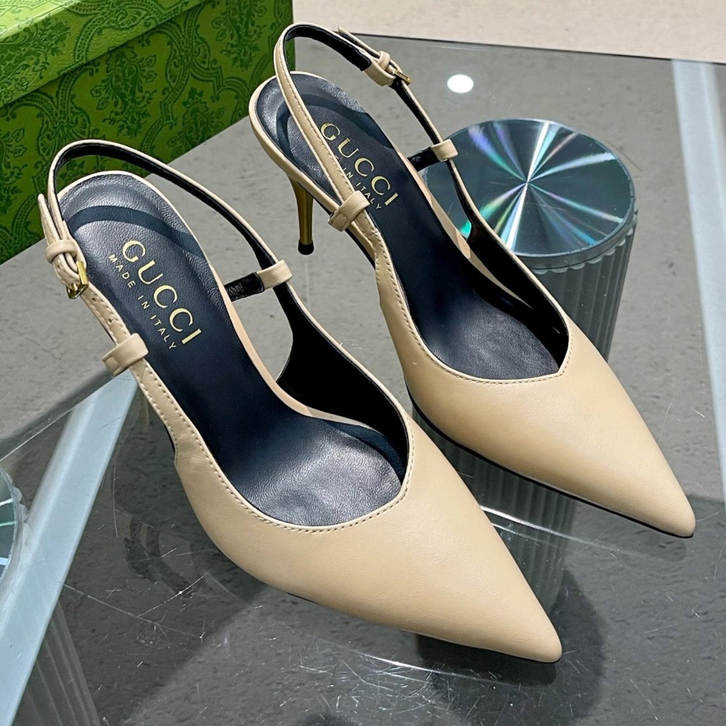 Scarpin GG Bege Salto 8,5cm
