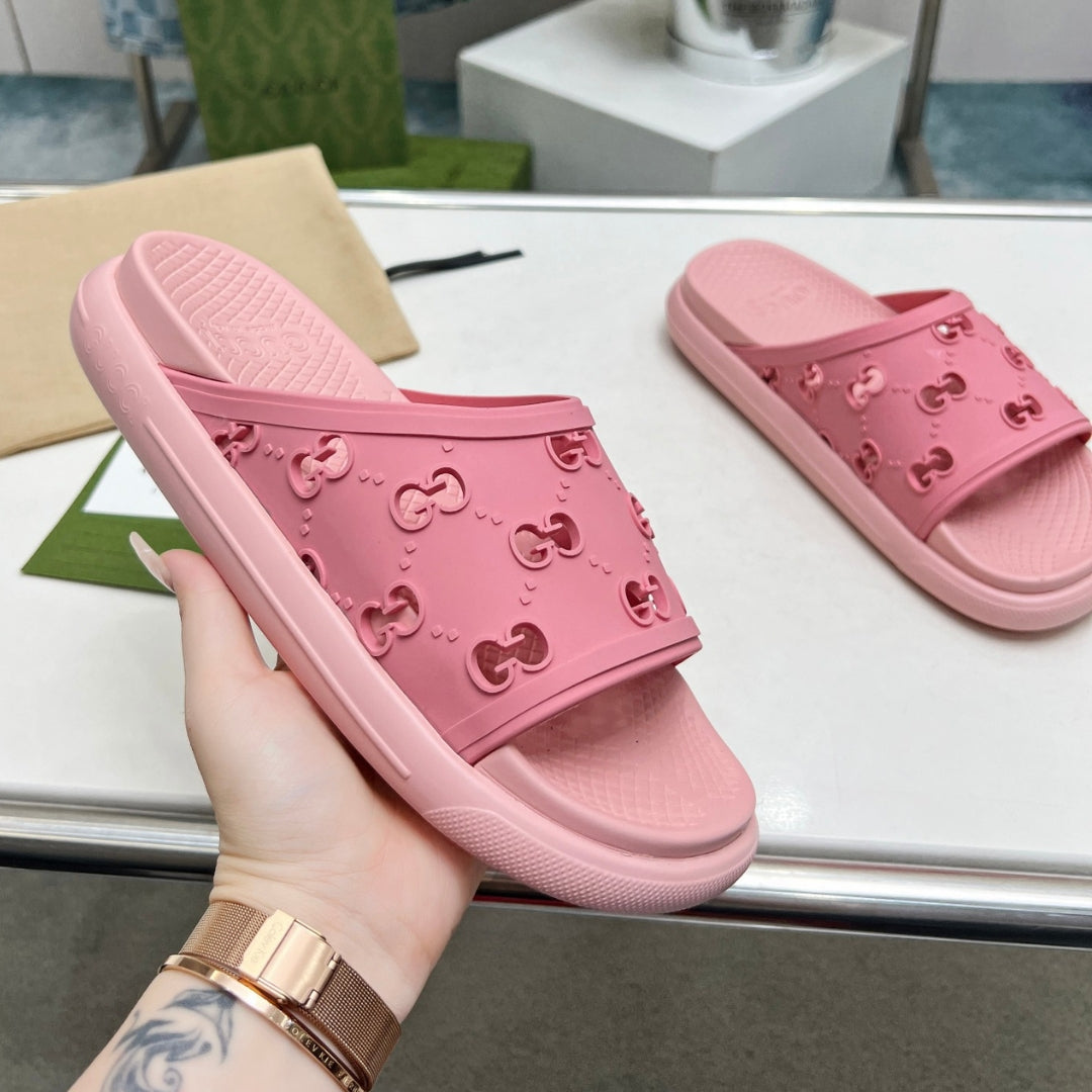 Chinelo Slide GG Rosa Detalhes