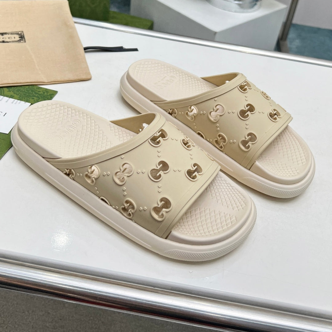 Chinelo Slide GG Bege Detalhes