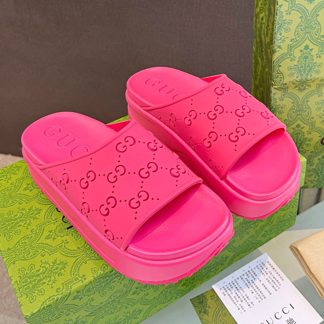 Chinelo Slide GG Pink Canvas Detalhes