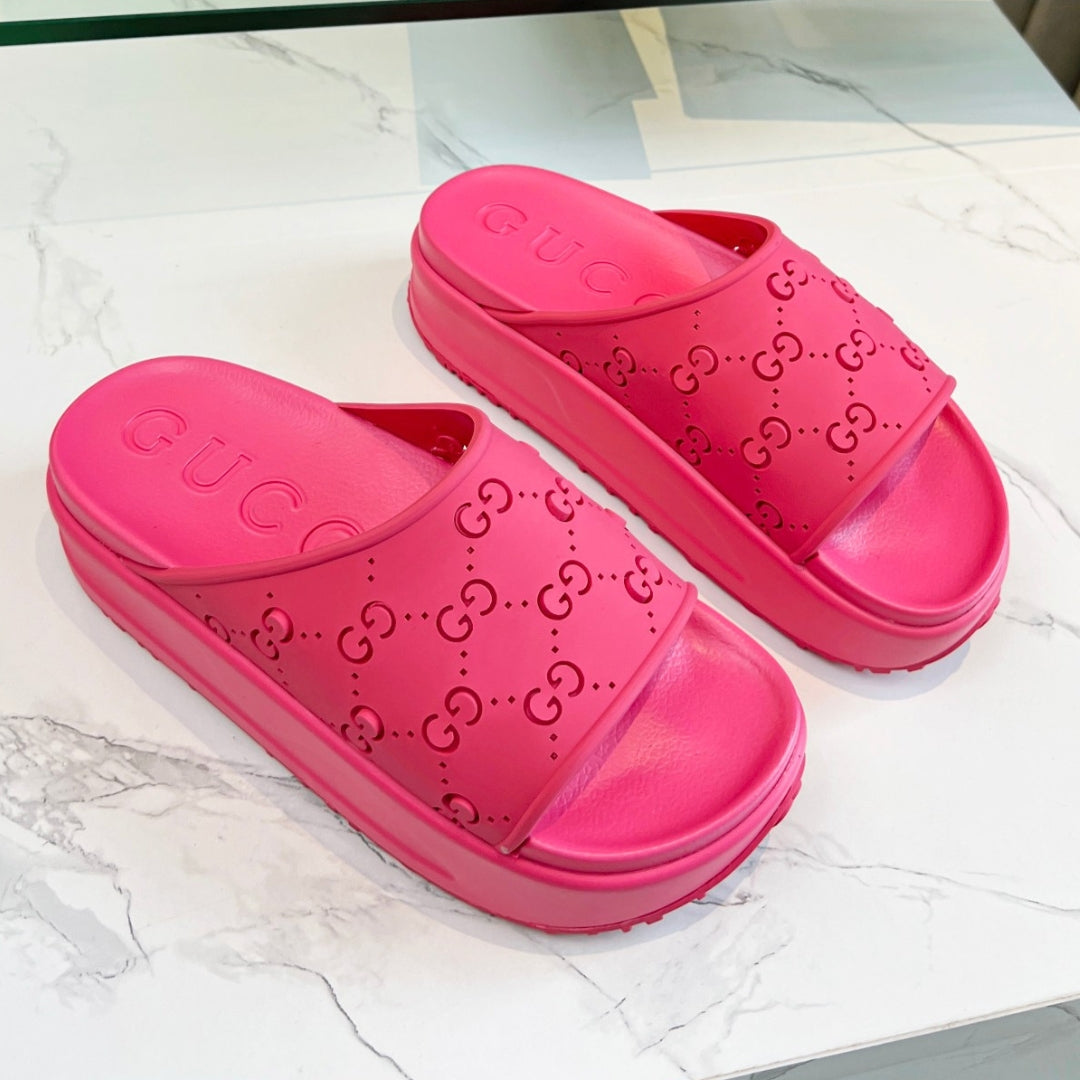 Chinelo Slide GG Pink Canvas Detalhes