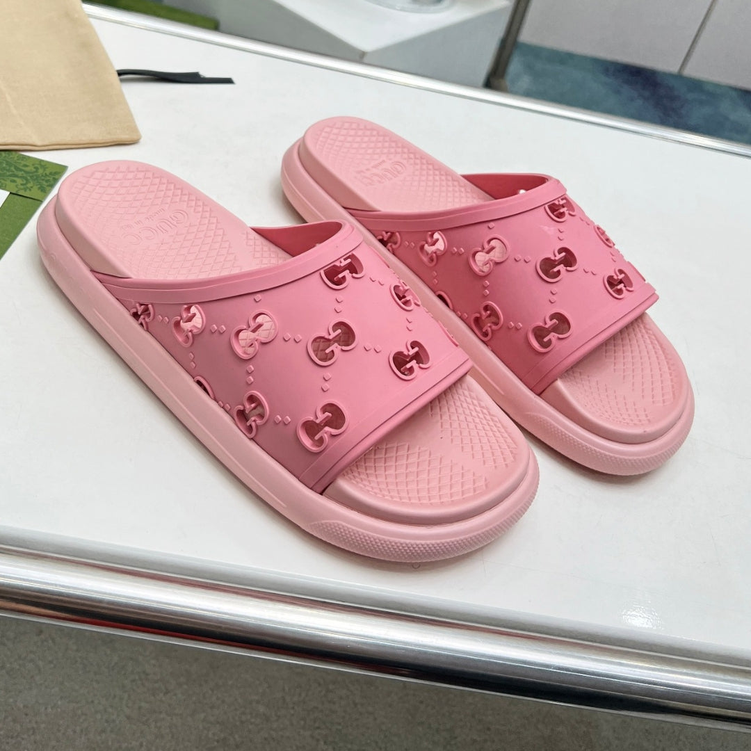 Chinelo Slide GG Rosa Detalhes