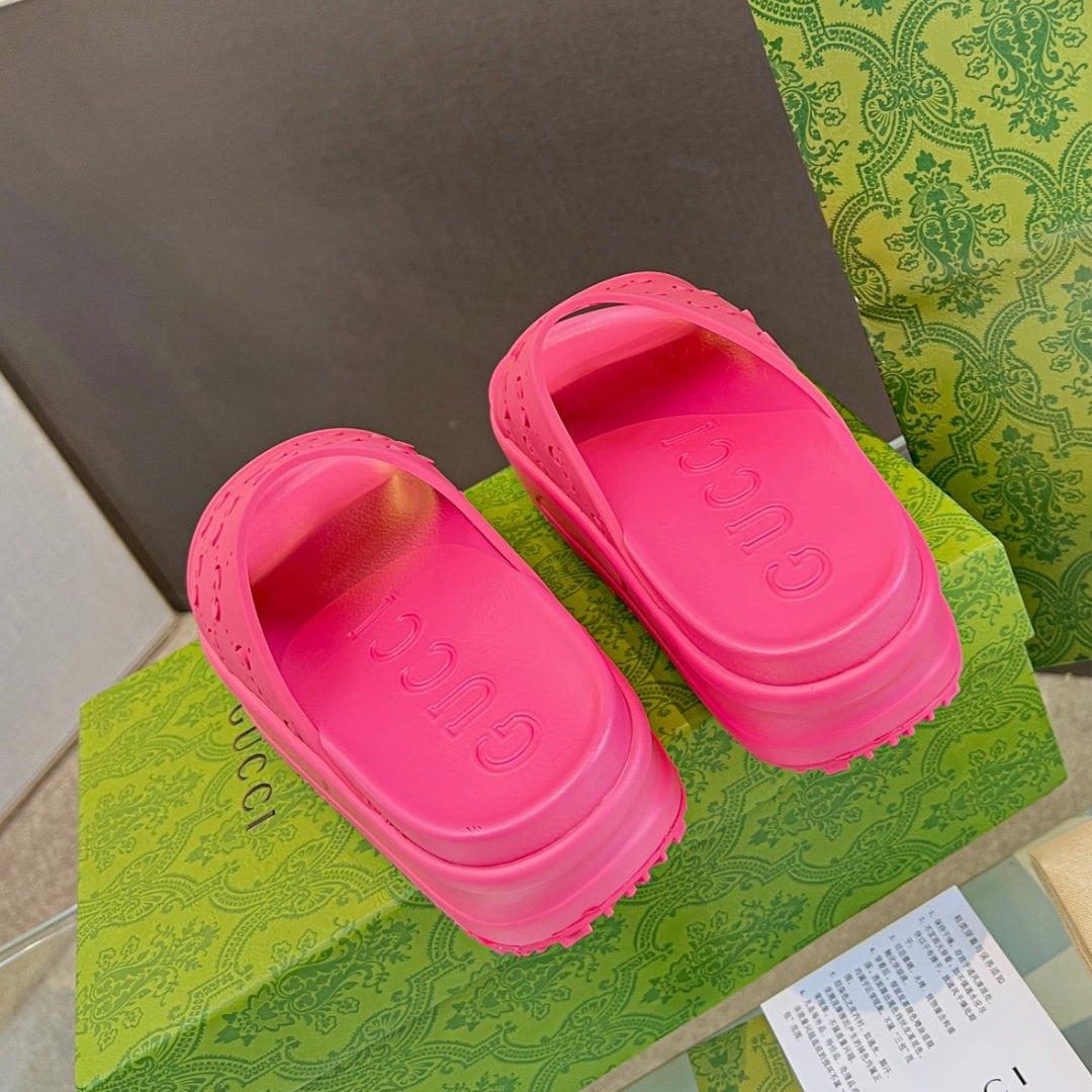 Chinelo Slide GG Pink Canvas Detalhes
