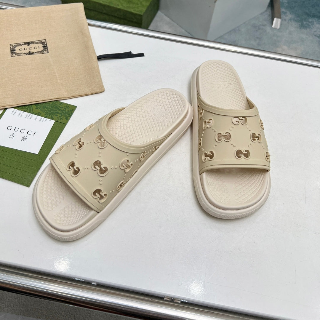 Chinelo Slide GG Bege Detalhes