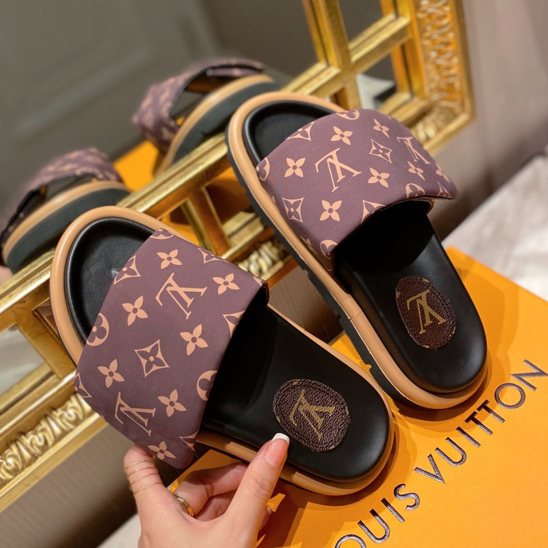 Chinelo LV pool pillow flat comfort Marrom #2