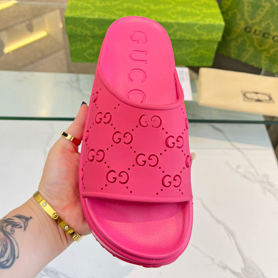 Chinelo Slide GG Pink Canvas Detalhes