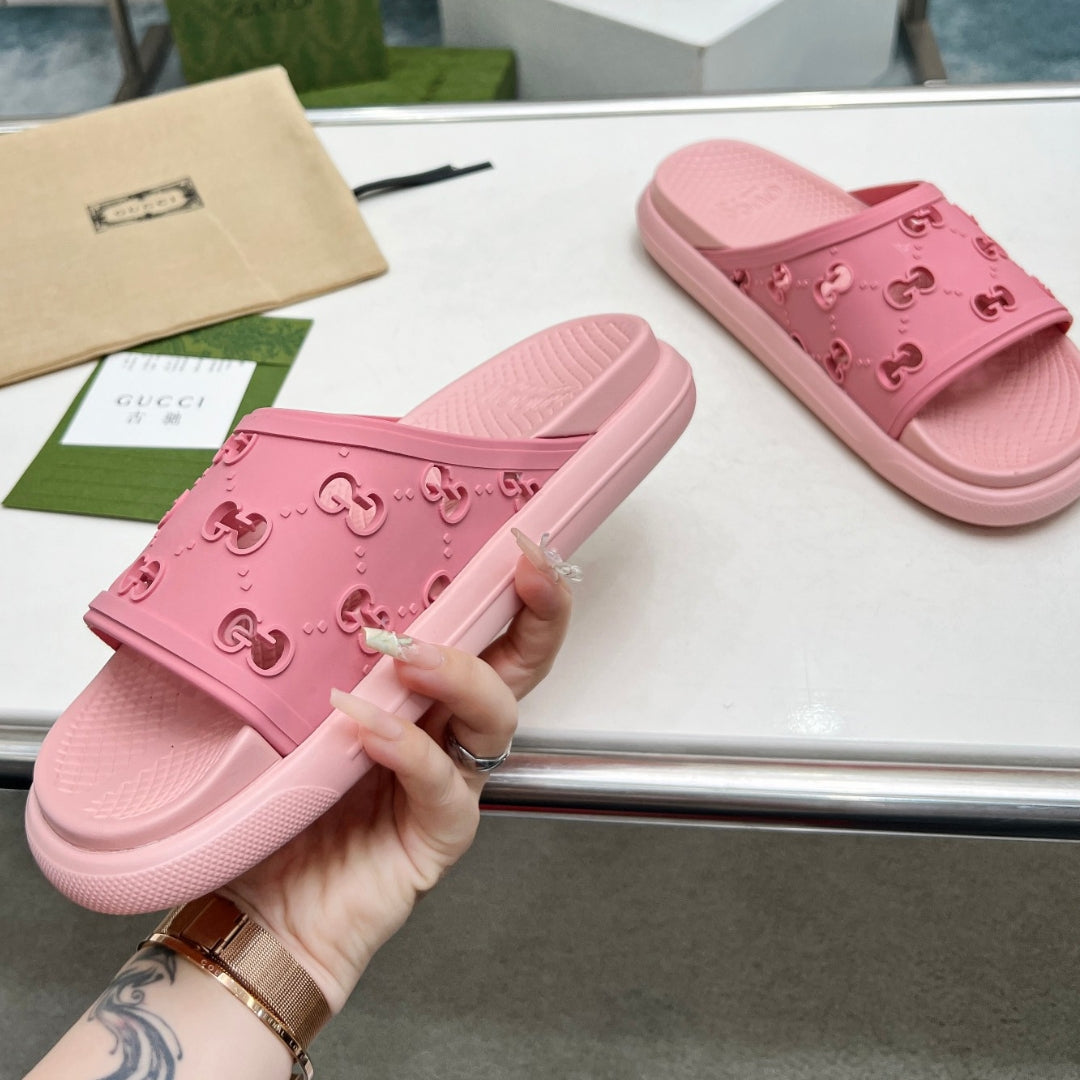 Chinelo Slide GG Rosa Detalhes