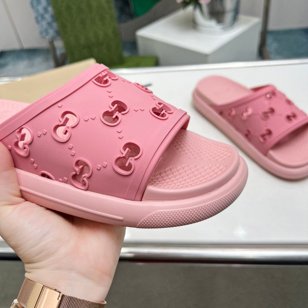 Chinelo Slide GG Rosa Detalhes