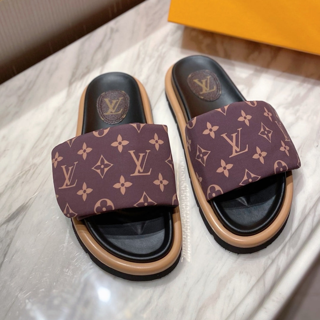 Chinelo LV pool pillow flat comfort Marrom #2