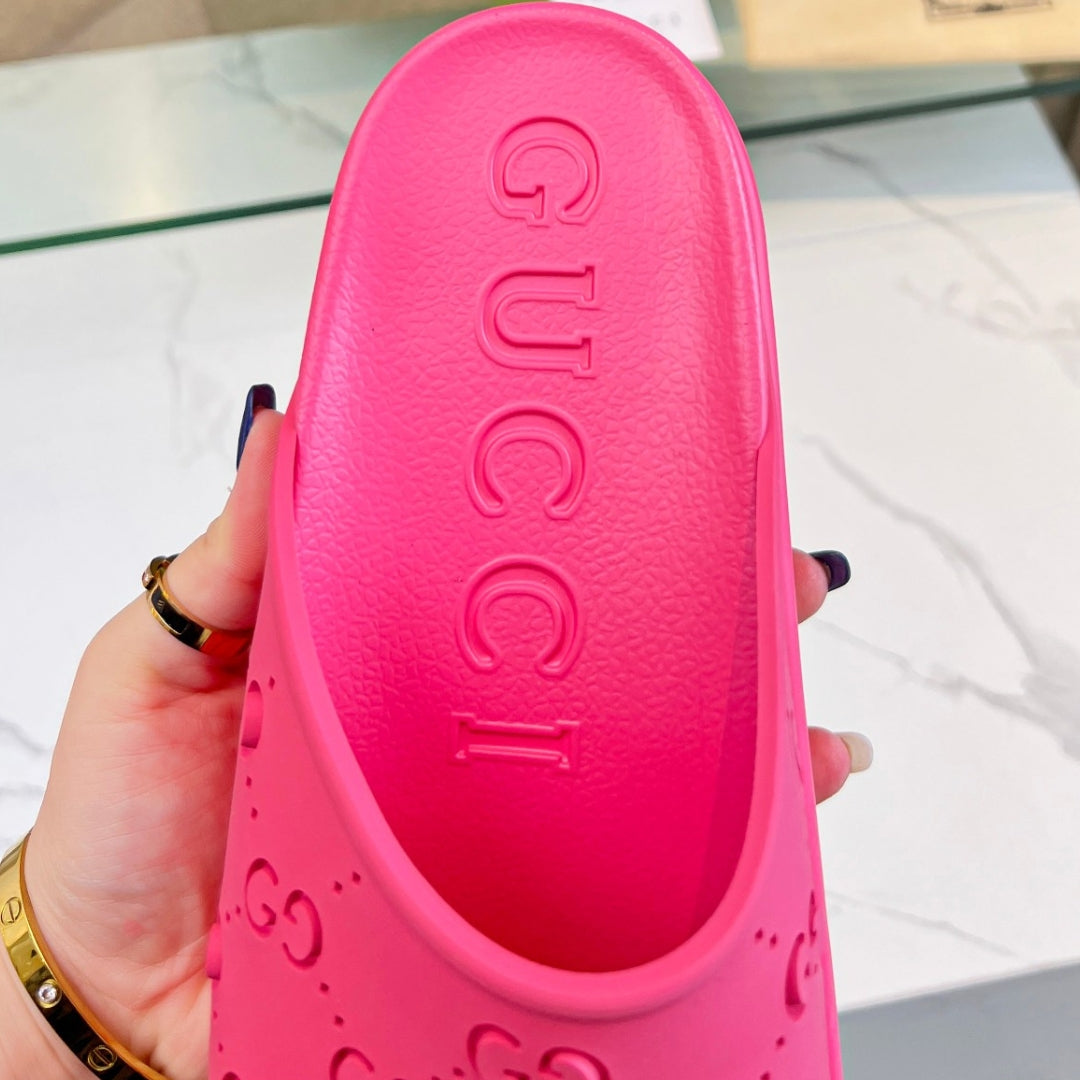 Chinelo Slide GG Pink Canvas Detalhes