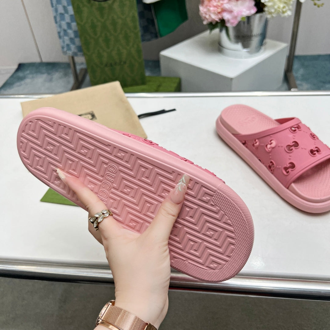 Chinelo Slide GG Rosa Detalhes