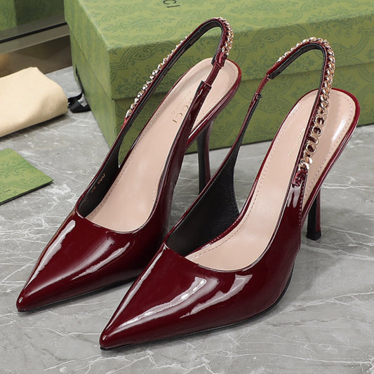 Sandália GG Scarpin Signoria Vermelho com salto 105mm