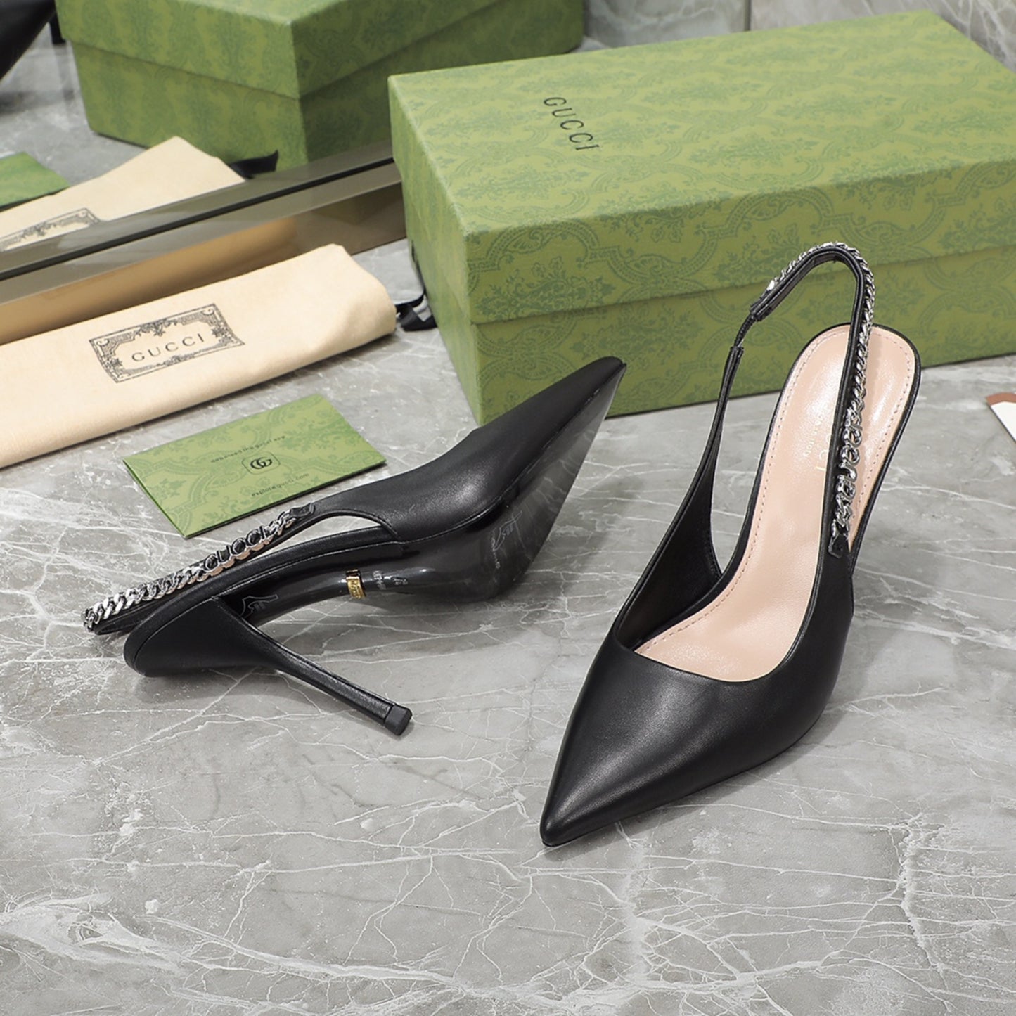 Sandália GG Scarpin Signoria Preto com salto 105mm
