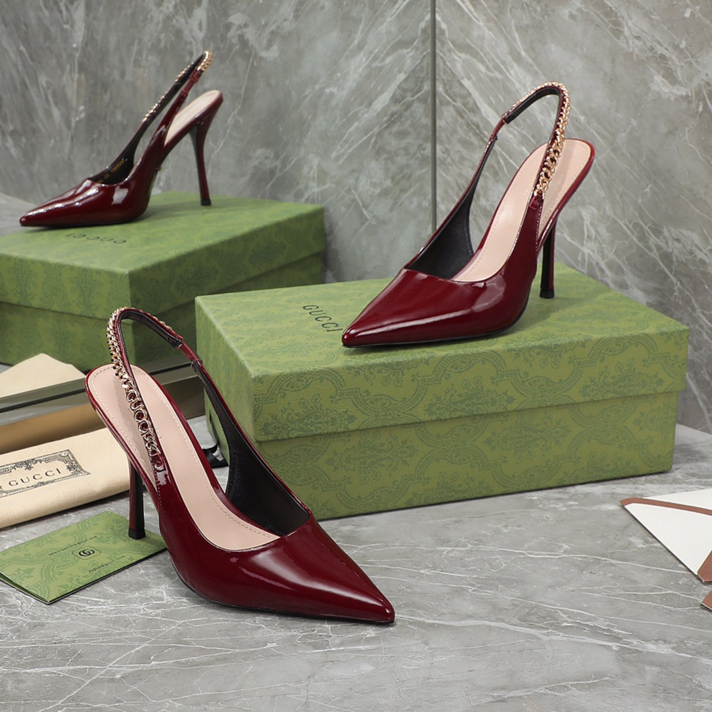 Sandália GG Scarpin Signoria Vermelho com salto 105mm